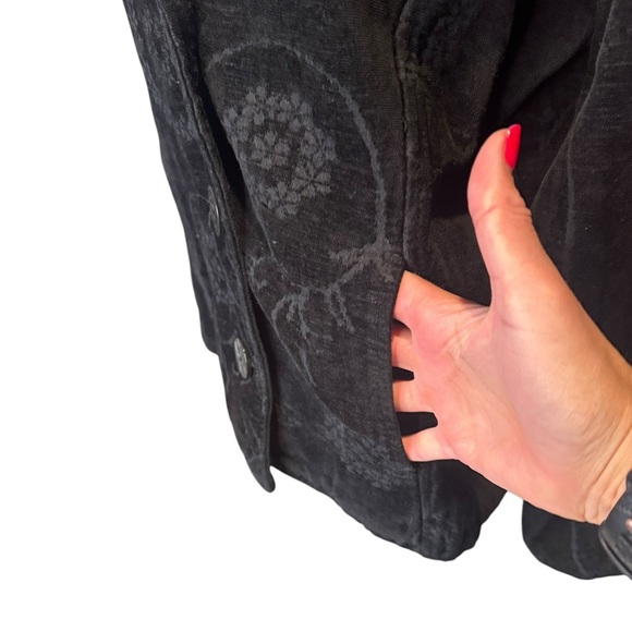 Vintage Velvet Jacket Black Floral Boho Artsy Cottagecore Dark Academia Medium - Picture 4 of 10